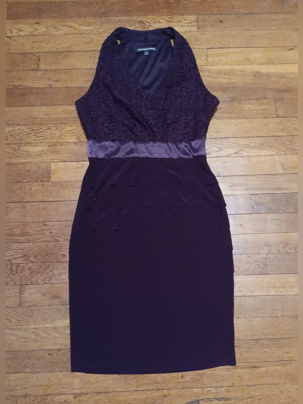 Jones Wear Plum Midi Dress with Satin Waistband